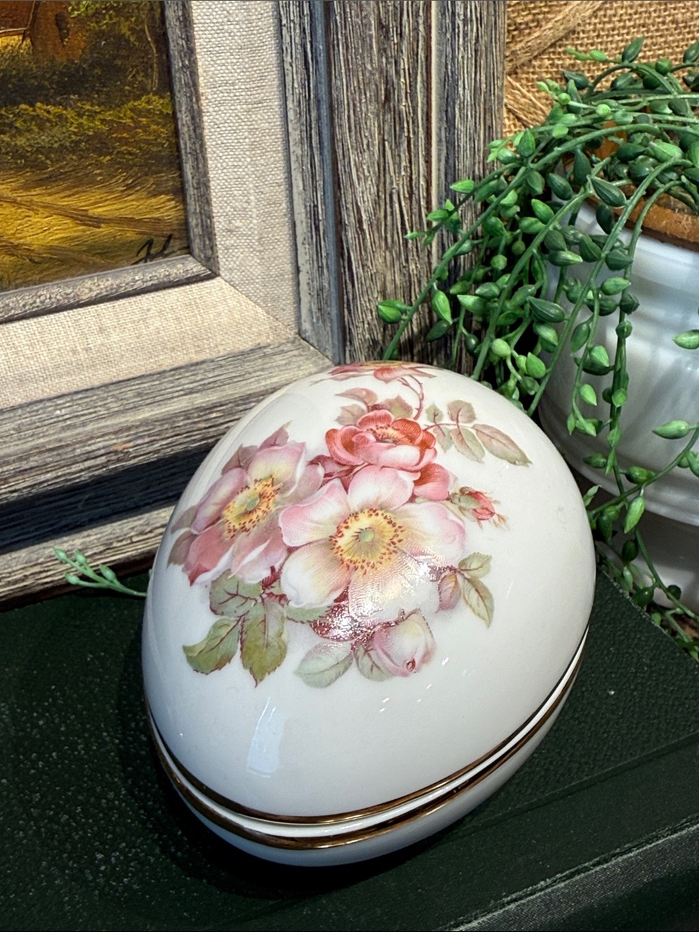 Floral Porcelain Egg Trinket Box
